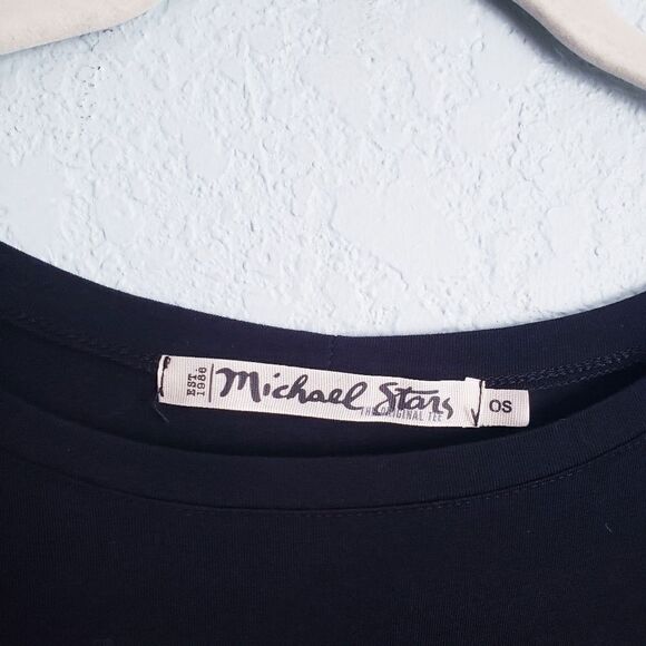 Michael Stars Black Hi Lo 3/4 Sleeve Top - Picture 4 of 6